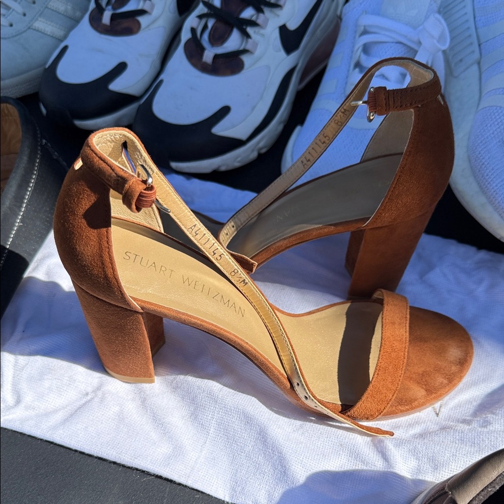 Stuart Weitzman Brown Suede Block Heels
